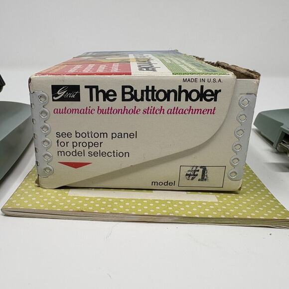 Set of 2 Greist Buttonholers Model Automatic Buttonhole Stitch Attachments w Box - Picture 8 of 12